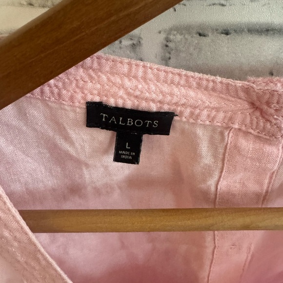 Women’s Talbots 100% linen~ pink 3/4 sleeve button back blouse Large - Picture 4 of 5